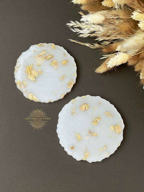 Pearl white coasters with gold leafing